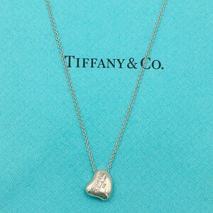 Authentic Tiffany & Co Elsa Peretti Silver Solid Full Heart Pendant Necklace